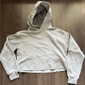 Cropped Grey Sweater Raw Hem